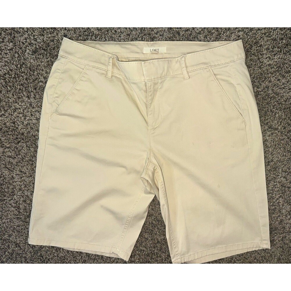 LOFT Marisa Women’s Beige Chino Shorts Size 10 Cotton Stretch Mid Rise